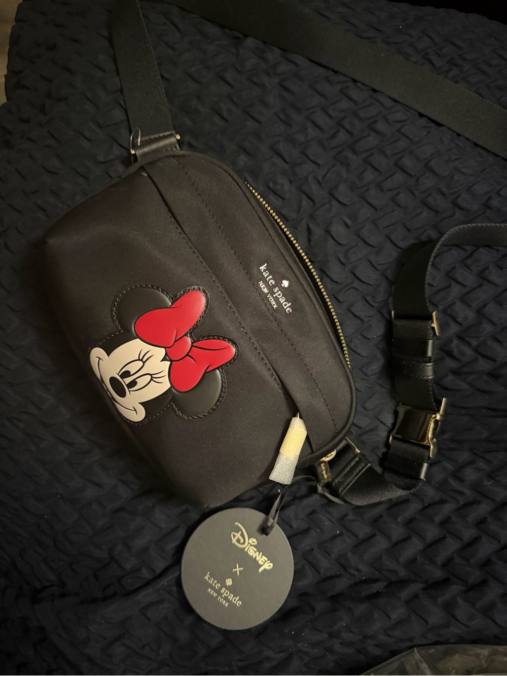 kate spade Black Minnie Mouse Crossbody Bag with Red Bow